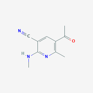 molecular formula C10H11N3O B2494092 5-Acetyl-6-methyl-2-(methylamino)nicotinonitrile CAS No. 121348-13-8