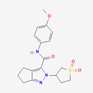 molecular formula C18H21N3O4S B2494098 2-(1,1-dioxidotetrahydrothiophen-3-yl)-N-(4-methoxyphenyl)-2,4,5,6-tetrahydrocyclopenta[c]pyrazole-3-carboxamide CAS No. 953851-80-4