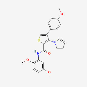molecular formula C24H22N2O4S B2494100 N-(2,5-dimethoxyphenyl)-4-(4-methoxyphenyl)-3-(1H-pyrrol-1-yl)thiophene-2-carboxamide CAS No. 1206993-92-1