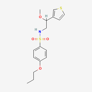 molecular formula C16H21NO4S2 B2494102 N-(2-methoxy-2-(thiophen-3-yl)ethyl)-4-propoxybenzenesulfonamide CAS No. 1448071-05-3