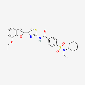 molecular formula C28H31N3O5S2 B2494103 4-(N-cyclohexyl-N-ethylsulfamoyl)-N-(4-(7-ethoxybenzofuran-2-yl)thiazol-2-yl)benzamide CAS No. 941971-19-3