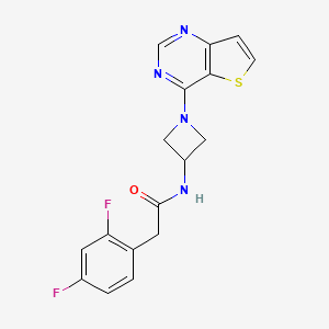 molecular formula C17H14F2N4OS B2494104 2-(2,4-Difluorophenyl)-N-(1-thieno[3,2-d]pyrimidin-4-ylazetidin-3-yl)acetamide CAS No. 2380078-39-5