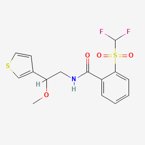 molecular formula C15H15F2NO4S2 B2494114 2-((二氟甲基)磺酰基)-N-(2-甲氧基-2-(噻吩-3-基)乙基)苯甲酰胺 CAS No. 1797802-90-4