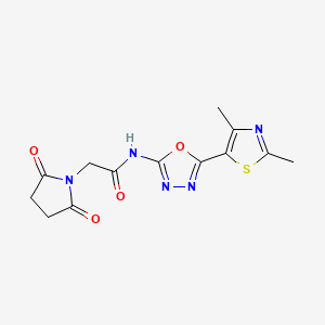 molecular formula C13H13N5O4S B2494123 N-(5-(2,4-dimethylthiazol-5-yl)-1,3,4-oxadiazol-2-yl)-2-(2,5-dioxopyrrolidin-1-yl)acetamide CAS No. 1251565-45-3