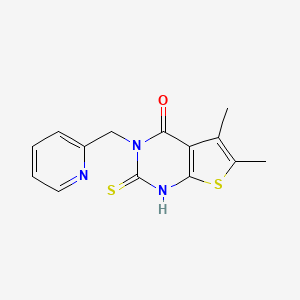 molecular formula C14H13N3OS2 B2494151 5,6-dimethyl-3-(pyridin-2-ylmethyl)-2-sulfanyl-3H,4H-thieno[2,3-d]pyrimidin-4-one CAS No. 861239-58-9