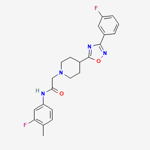 molecular formula C22H22F2N4O2 B2494159 N-(3-fluoro-4-methylphenyl)-2-(4-(3-(3-fluorophenyl)-1,2,4-oxadiazol-5-yl)piperidin-1-yl)acetamide CAS No. 1251690-00-2