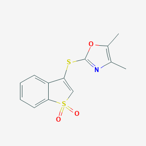 molecular formula C13H11NO3S2 B249416 4,5-Dimethyl-1,3-oxazol-2-yl 1,1-dioxido-1-benzothien-3-yl sulfide 