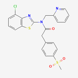molecular formula C22H18ClN3O3S2 B2494160 N-(4-chlorobenzo[d]thiazol-2-yl)-2-(4-(methylsulfonyl)phenyl)-N-(pyridin-2-ylmethyl)acetamide CAS No. 941971-89-7