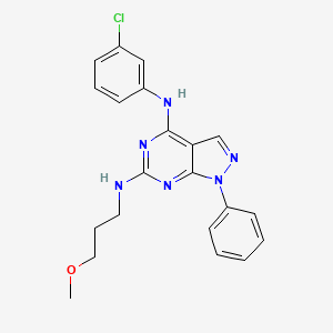 molecular formula C21H21ClN6O B2494167 N4-(3-chlorophenyl)-N6-(3-methoxypropyl)-1-phenyl-1H-pyrazolo[3,4-d]pyrimidine-4,6-diamine CAS No. 946218-55-9