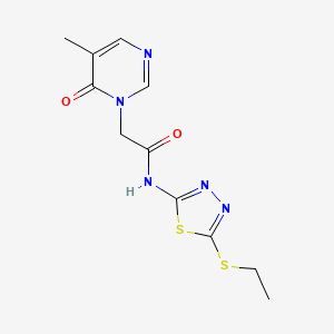 molecular formula C11H13N5O2S2 B2494170 N-(5-(乙硫基)-1,3,4-噻二唑-2-基)-2-(5-甲基-6-氧代嘧啶-1(6H)-基)乙酰胺 CAS No. 1351630-16-4