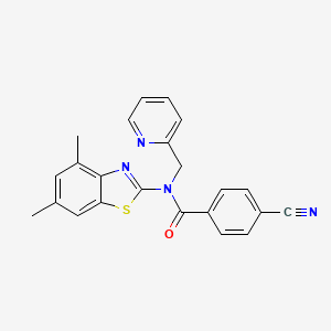 molecular formula C23H18N4OS B2494175 4-cyano-N-(4,6-dimethylbenzo[d]thiazol-2-yl)-N-(pyridin-2-ylmethyl)benzamide CAS No. 899964-78-4