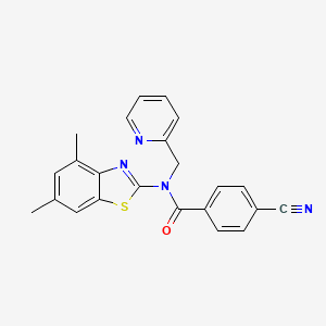 molecular formula C23H18N4OS B2494175 4-氰基-N-(4,6-二甲基苯并[d]噻唑-2-基)-N-(吡啶-2-基甲基)苯甲酰胺 CAS No. 899964-78-4