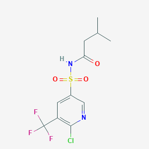 molecular formula C11H12ClF3N2O3S B2494183 N-{[6-chloro-5-(trifluoromethyl)pyridin-3-yl]sulfonyl}-3-methylbutanamide CAS No. 2094615-03-7