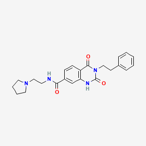 molecular formula C23H26N4O3 B2494191 2,4-二氧代-3-(2-苯乙基)-N-(2-吡咯啉-1-基乙基)-1,2,3,4-四氢喹唑啉-7-甲酰胺 CAS No. 892284-57-0