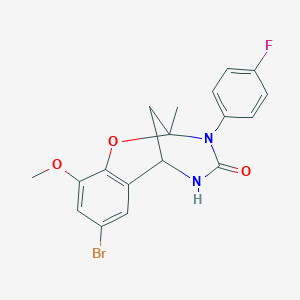 molecular formula C18H16BrFN2O3 B2494197 8-bromo-3-(4-fluorophenyl)-10-methoxy-2-methyl-5,6-dihydro-2H-2,6-methanobenzo[g][1,3,5]oxadiazocin-4(3H)-one CAS No. 899353-73-2