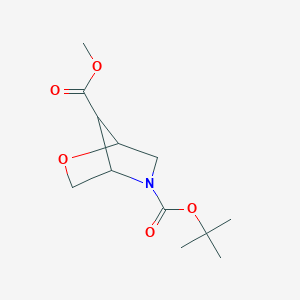 molecular formula C12H19NO5 B2494198 5-叔丁基-7-甲基-2-氧杂-5-氮杂双环[2.2.1]庚烷-5,7-二甲酸酯 CAS No. 1823987-86-5