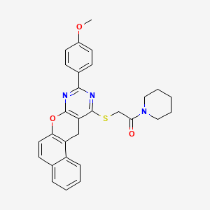 molecular formula C29H27N3O3S B2494201 2-((9-(4-methoxyphenyl)-12H-benzo[5,6]chromeno[2,3-d]pyrimidin-11-yl)thio)-1-(piperidin-1-yl)ethanone CAS No. 895651-36-2