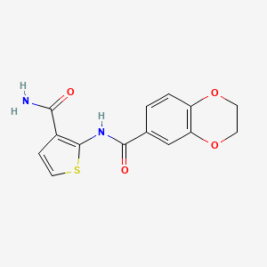 molecular formula C14H12N2O4S B2494202 N-(3-carbamoylthiophen-2-yl)-2,3-dihydro-1,4-benzodioxine-6-carboxamide CAS No. 864940-95-4