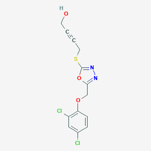 molecular formula C13H10Cl2N2O3S B249421 4-({5-[(2,4-Dichlorophenoxy)methyl]-1,3,4-oxadiazol-2-yl}sulfanyl)-2-butyn-1-ol 