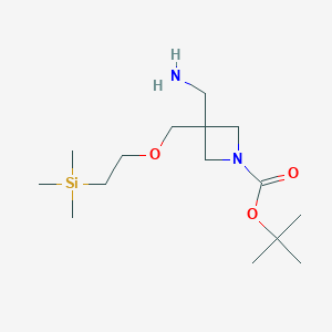 molecular formula C15H32N2O3Si B2494219 Tert-butyl 3-(aminomethyl)-3-(2-trimethylsilylethoxymethyl)azetidine-1-carboxylate CAS No. 2248351-06-4