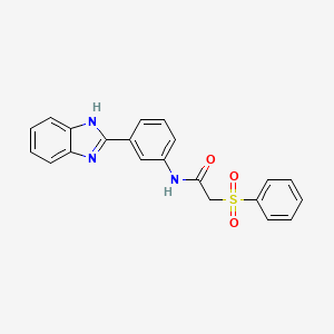 molecular formula C21H17N3O3S B2494228 2-(苯磺酰)-N-[3-(1H-苯并咪唑-2-基)苯基]乙酰胺 CAS No. 895459-78-6