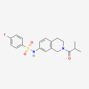 molecular formula C19H21FN2O3S B2494229 4-氟-N-(2-异丁酰-1,2,3,4-四氢异喹啉-7-基)苯磺酰胺 CAS No. 955695-58-6