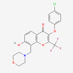 molecular formula C21H17ClF3NO5 B2494232 3-(4-Chlorophenoxy)-7-hydroxy-8-(morpholin-4-ylmethyl)-2-(trifluoromethyl)chromen-4-one CAS No. 685861-34-1