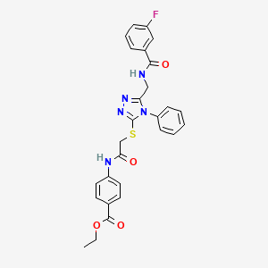 Ethyl 4-[[2-[[5-[[(3-fluorobenzoyl)amino]methyl]-4-phenyl-1,2,4-triazol-3-yl]sulfanyl]acetyl]amino]benzoate