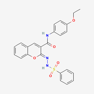 (2Z)-2-(benzenesulfonylhydrazinylidene)-N-(4-ethoxyphenyl)chromene-3-carboxamide