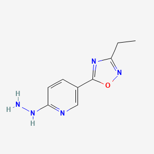 molecular formula C9H11N5O B2494246 5-(3-Ethyl-1,2,4-oxadiazol-5-yl)-2-hydrazinylpyridine CAS No. 1325303-72-7