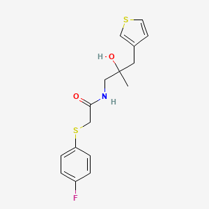 2-[(4-fluorophenyl)sulfanyl]-N-{2-hydroxy-2-[(thiophen-3-yl)methyl]propyl}acetamide