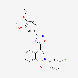 molecular formula C26H20ClN3O4 B2494254 2-(3-chlorophenyl)-4-[3-(4-ethoxy-3-methoxyphenyl)-1,2,4-oxadiazol-5-yl]isoquinolin-1(2H)-one CAS No. 1326850-03-6