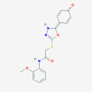 molecular formula C17H15N3O4S B249428 N-(2-methoxyphenyl)-2-[[2-(4-oxocyclohexa-2,5-dien-1-ylidene)-3H-1,3,4-oxadiazol-5-yl]sulfanyl]acetamide 