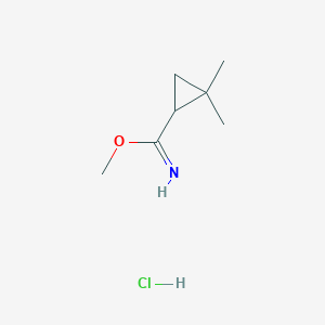 molecular formula C7H14ClNO B2494281 Methyl 2,2-dimethylcyclopropane-1-carboximidate hydrochloride CAS No. 1955506-40-7