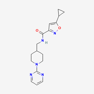 molecular formula C17H21N5O2 B2494286 5-cyclopropyl-N-((1-(pyrimidin-2-yl)piperidin-4-yl)methyl)isoxazole-3-carboxamide CAS No. 1396869-37-6