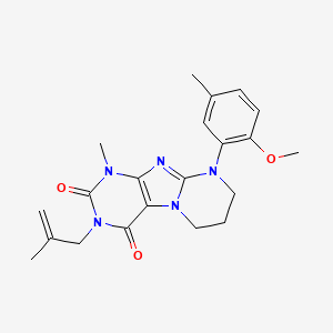 molecular formula C21H25N5O3 B2494289 9-(2-methoxy-5-methylphenyl)-1-methyl-3-(2-methylprop-2-enyl)-7,8-dihydro-6H-purino[7,8-a]pyrimidine-2,4-dione CAS No. 887695-67-2