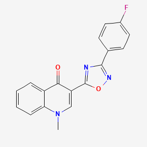 molecular formula C18H12FN3O2 B2494300 3-(3-(4-fluorophenyl)-1,2,4-oxadiazol-5-yl)-1-methylquinolin-4(1H)-one CAS No. 1081135-67-2