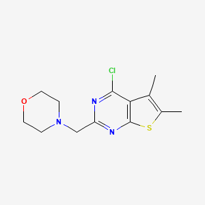 molecular formula C13H16ClN3OS B2494301 4-((4-Chloro-5,6-dimethylthieno[2,3-d]pyrimidin-2-yl)methyl)morpholine CAS No. 568570-10-5