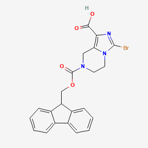 molecular formula C22H18BrN3O4 B2494304 3-Bromo-7-(9H-fluoren-9-ylmethoxycarbonyl)-6,8-dihydro-5H-imidazo[1,5-a]pyrazine-1-carboxylic acid CAS No. 2172064-49-0