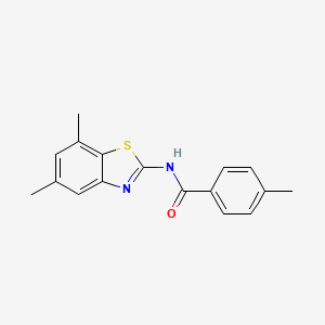 molecular formula C17H16N2OS B2494306 N-(5,7-dimethyl-1,3-benzothiazol-2-yl)-4-methylbenzamide CAS No. 912758-83-9