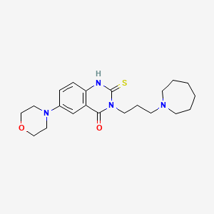 molecular formula C21H30N4O2S B2494308 3-(3-azepan-1-ylpropyl)-6-morpholin-4-yl-2-thioxo-2,3-dihydroquinazolin-4(1H)-one CAS No. 689768-91-0