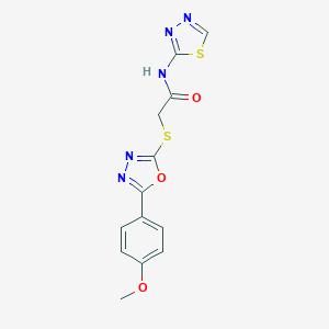 molecular formula C13H11N5O3S2 B249432 2-{[5-(4-methoxyphenyl)-1,3,4-oxadiazol-2-yl]sulfanyl}-N-(1,3,4-thiadiazol-2-yl)acetamide 
