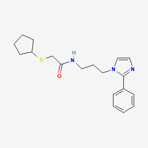 molecular formula C19H25N3OS B2494332 2-(cyclopentylthio)-N-(3-(2-phenyl-1H-imidazol-1-yl)propyl)acetamide CAS No. 1448059-55-9