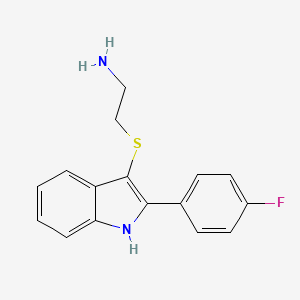 molecular formula C16H15FN2S B2494337 (2-{[2-(4-Fluorophenyl)-1H-indol-3-yl]thio}ethyl)amine CAS No. 865546-48-1