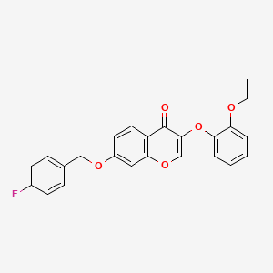 molecular formula C24H19FO5 B2494339 3-(2-Ethoxyphenoxy)-7-[(4-fluorophenyl)methoxy]chromen-4-one CAS No. 637751-68-9