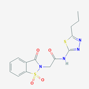 molecular formula C14H14N4O4S2 B249435 2-(1,1-dioxido-3-oxo-1,2-benzisothiazol-2(3H)-yl)-N-(5-propyl-1,3,4-thiadiazol-2-yl)acetamide 