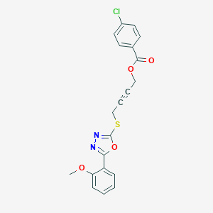 molecular formula C20H15ClN2O4S B249436 4-{[5-(2-Methoxyphenyl)-1,3,4-oxadiazol-2-yl]sulfanyl}-2-butynyl 4-chlorobenzoate 