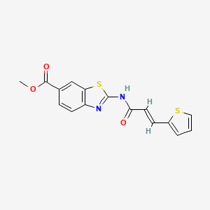 molecular formula C16H12N2O3S2 B2494373 (E)-methyl 2-(3-(thiophen-2-yl)acrylamido)benzo[d]thiazole-6-carboxylate CAS No. 864860-53-7