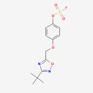 molecular formula C13H15FN2O5S B2494374 3-Tert-butyl-5-[(4-fluorosulfonyloxyphenoxy)methyl]-1,2,4-oxadiazole CAS No. 2411257-30-0