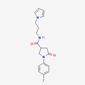 molecular formula C18H20FN3O2 B2494381 N-(3-(1H-pyrrol-1-yl)propyl)-1-(4-fluorophenyl)-5-oxopyrrolidine-3-carboxamide CAS No. 1226435-56-8